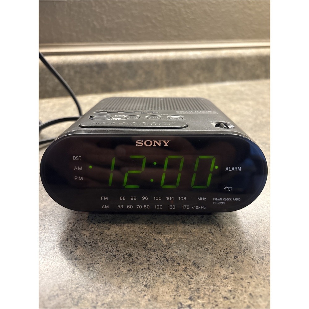 Sony Dream Machine Alarm Clock ICF-C218 Black Auto Time Set WORKS!!